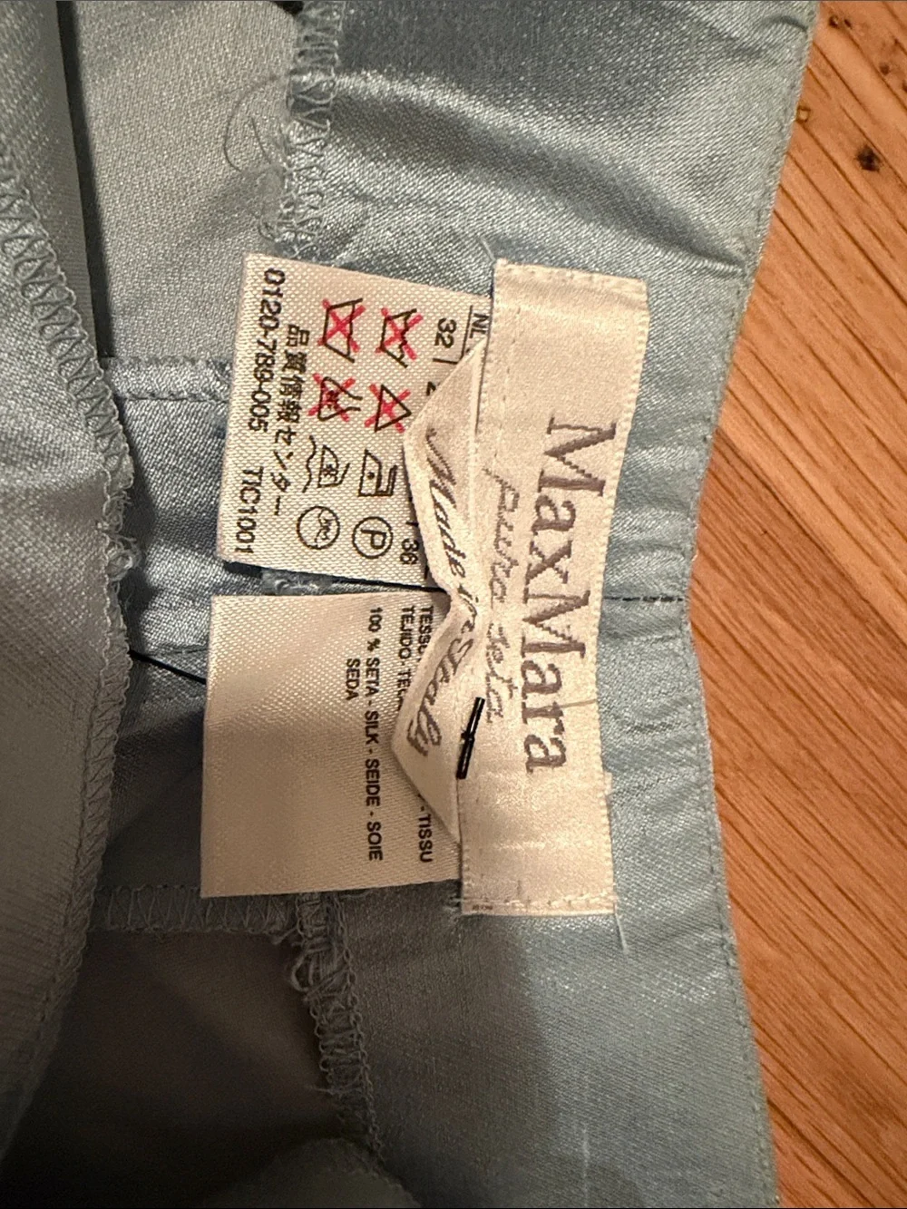 MaxMara Light Blue Straight Leg Womens Trousers